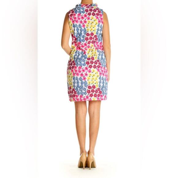 New Talbots Cotton Bright Floral Eyelet Crochet Sleeveless Dress Size 8 - Picture 9 of 10